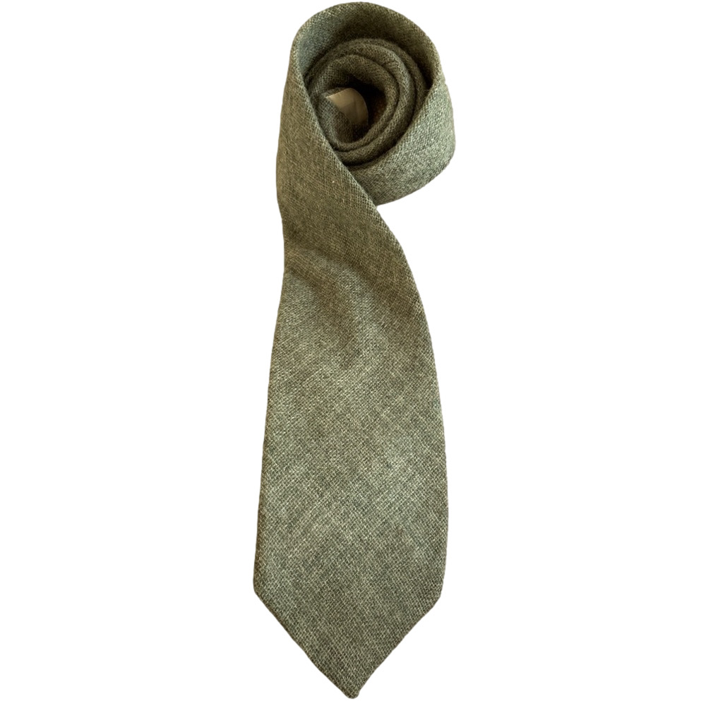 80s WOOL WOVEN OLIVE GREEN TIE ECLECTIC GRANDPA MADE IN IRELAND BERKLEY CRAVATS